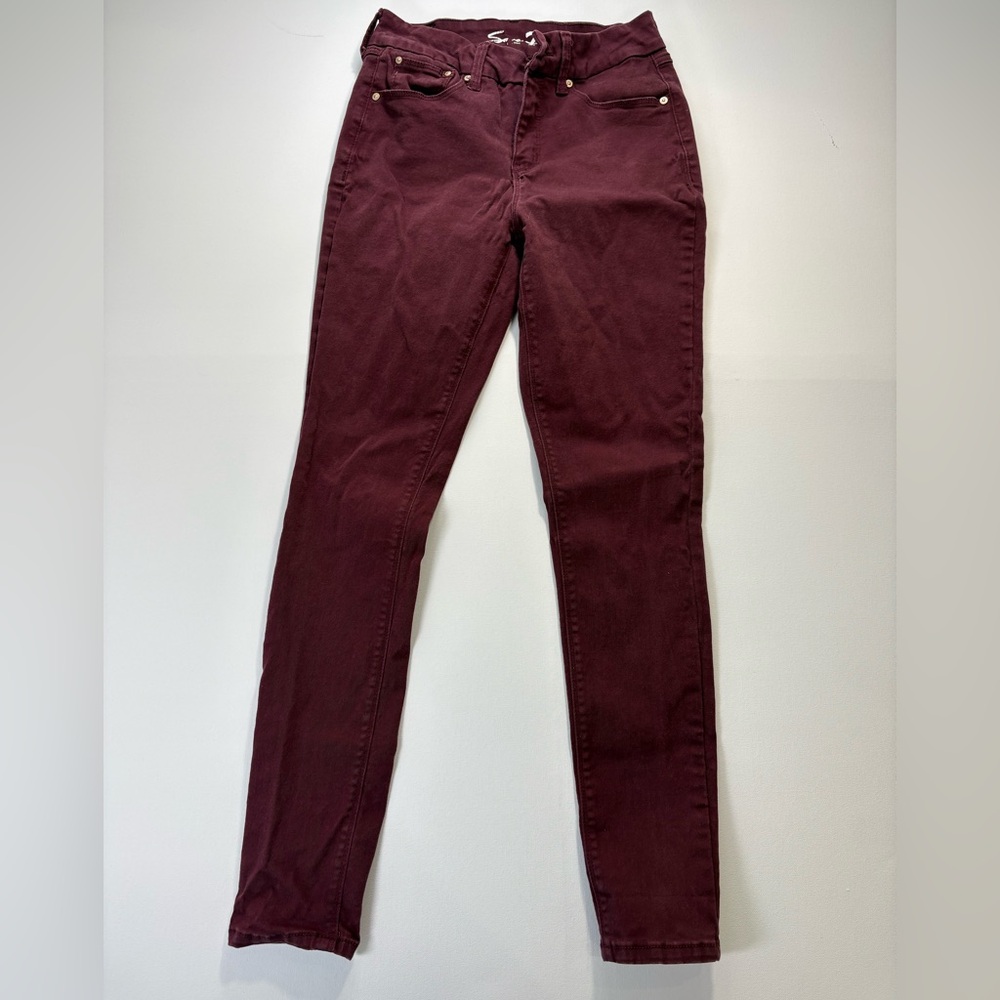Seven7 Women's Maroon Skinny Jeans